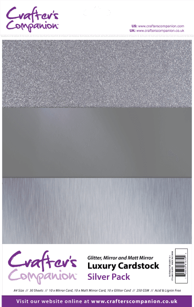 Silver Glitter Cardstock, 250gsm, 4 Sheets