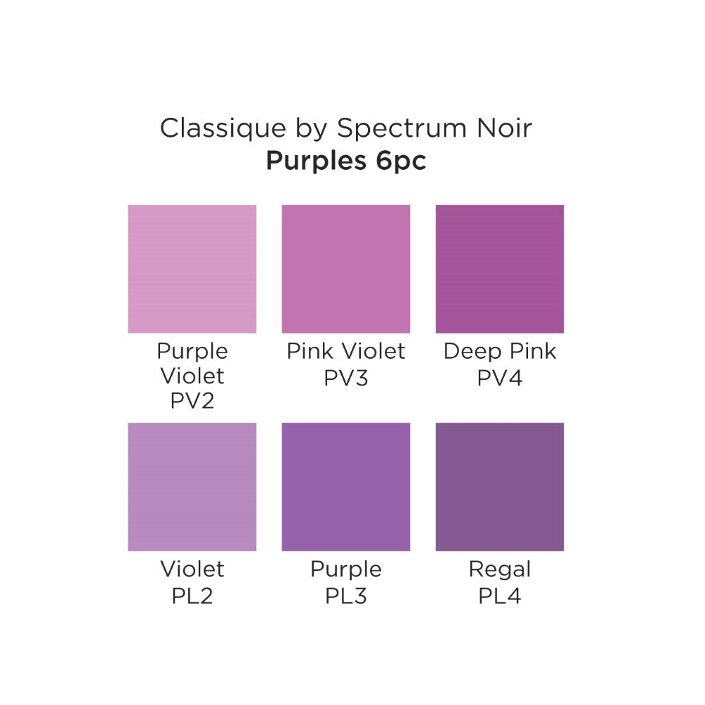 Spectrum Noir Classique Alcohol Markers 6-pkg-purples