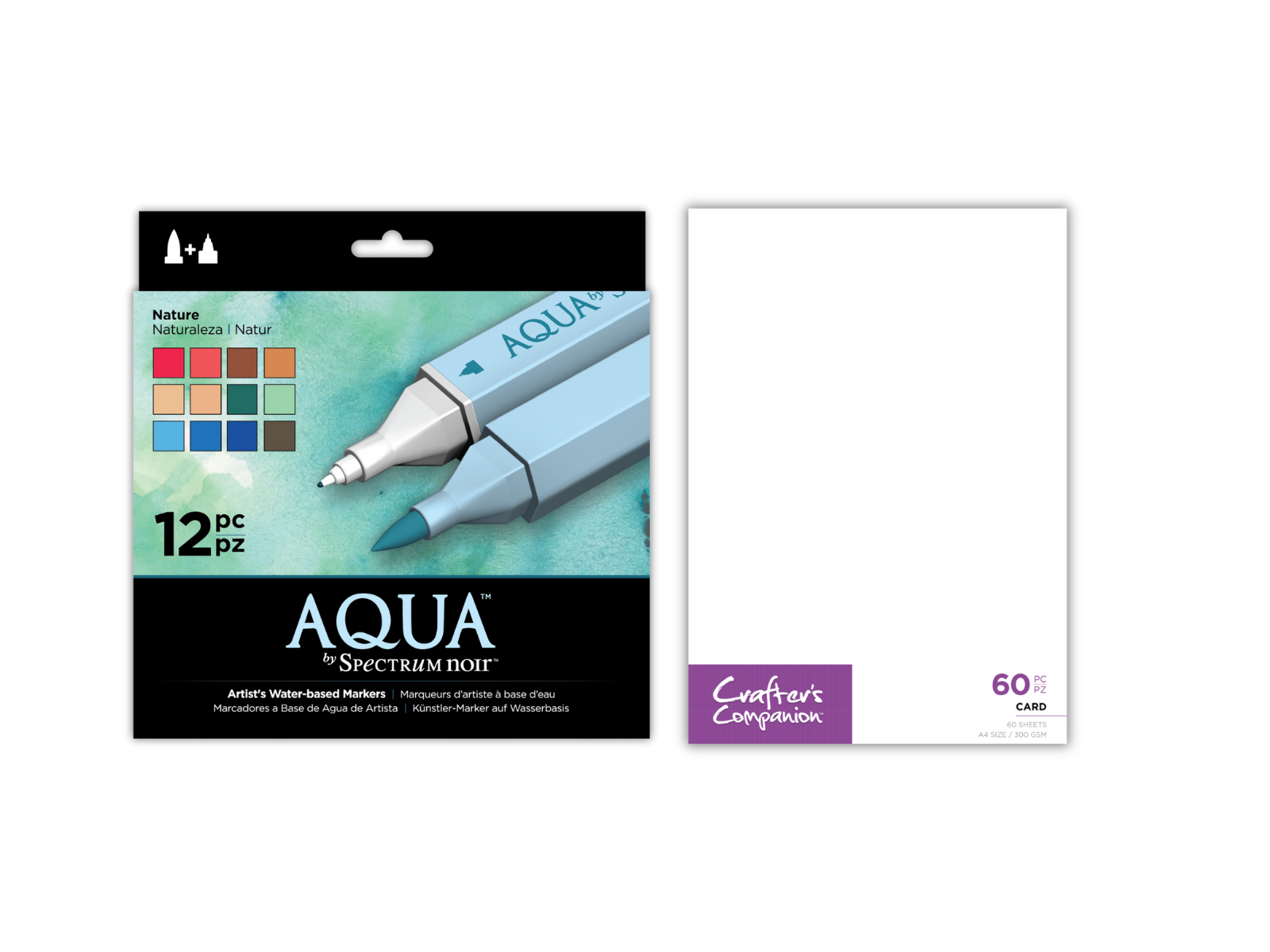 Crafter's Companion Multi-Purpose Card with FREE Spectrum Noir Aqua 12pc Pens