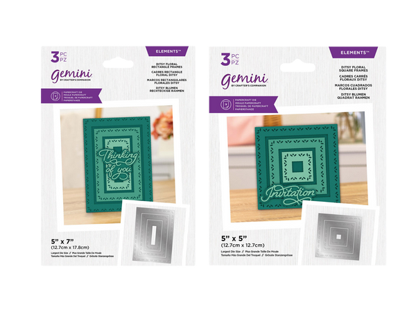 Gemini Nesting Frame Dies Ditsy Floral Rectangle & Square