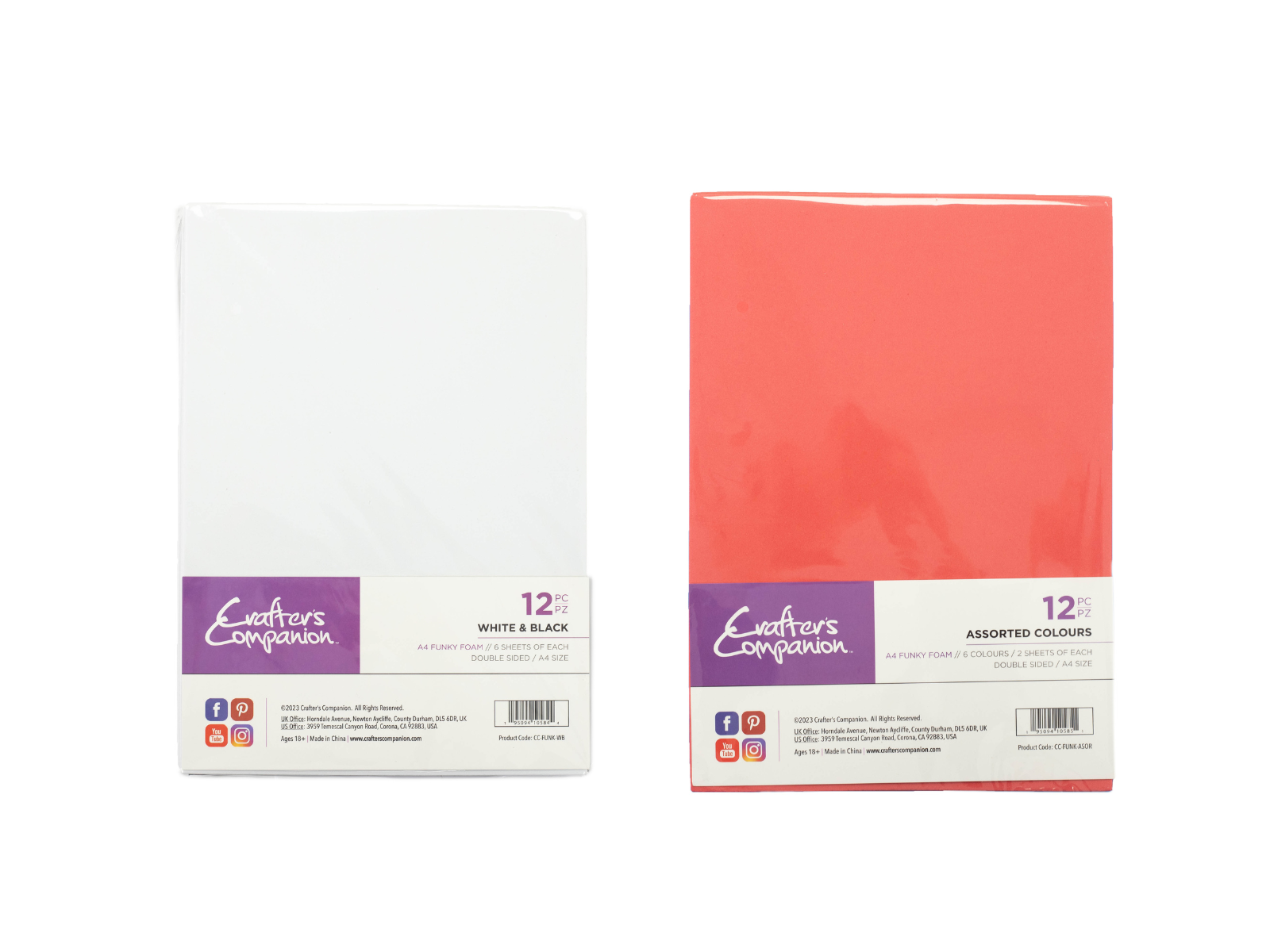 Crafter's Companion A4 Funky Foam Assorted Colours & White & Black Duo