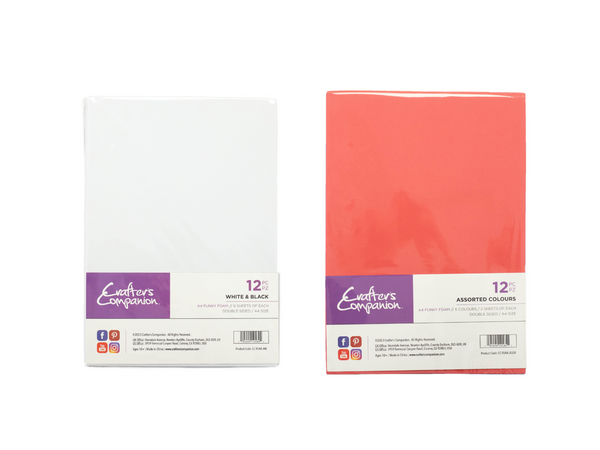 Crafter's Companion A4 Funky Foam Assorted Colours & White & Black Duo