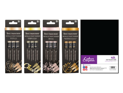 Spectrum Noir Metallic Paint Markers 12pc with Matt Black Card