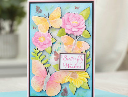 Gemini 4 x 6" 3D Embossing Folder & Metal Die - Butterflies and Blooms