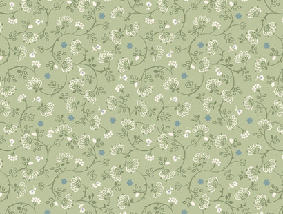 Lewis & Irene Fabric - Flower Chains on Green