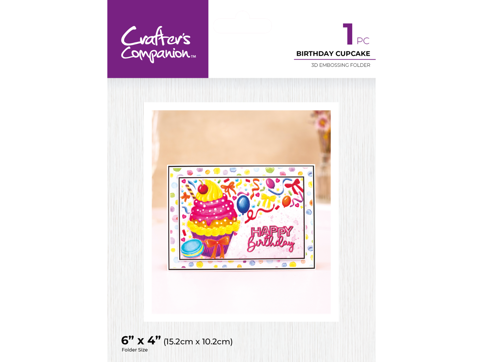 Crafter's Companion 6"x4" 3D Embossing Folder - Birthday Cupcake