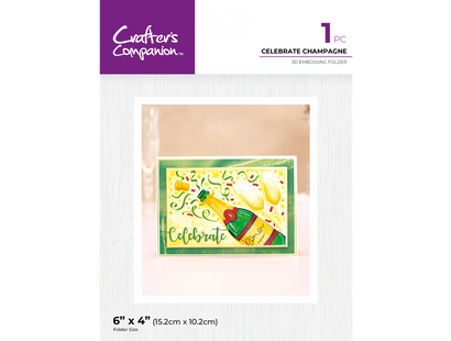 Crafter's Companion 6"x4" 3D Embossing Folder - Celebrate Champagne