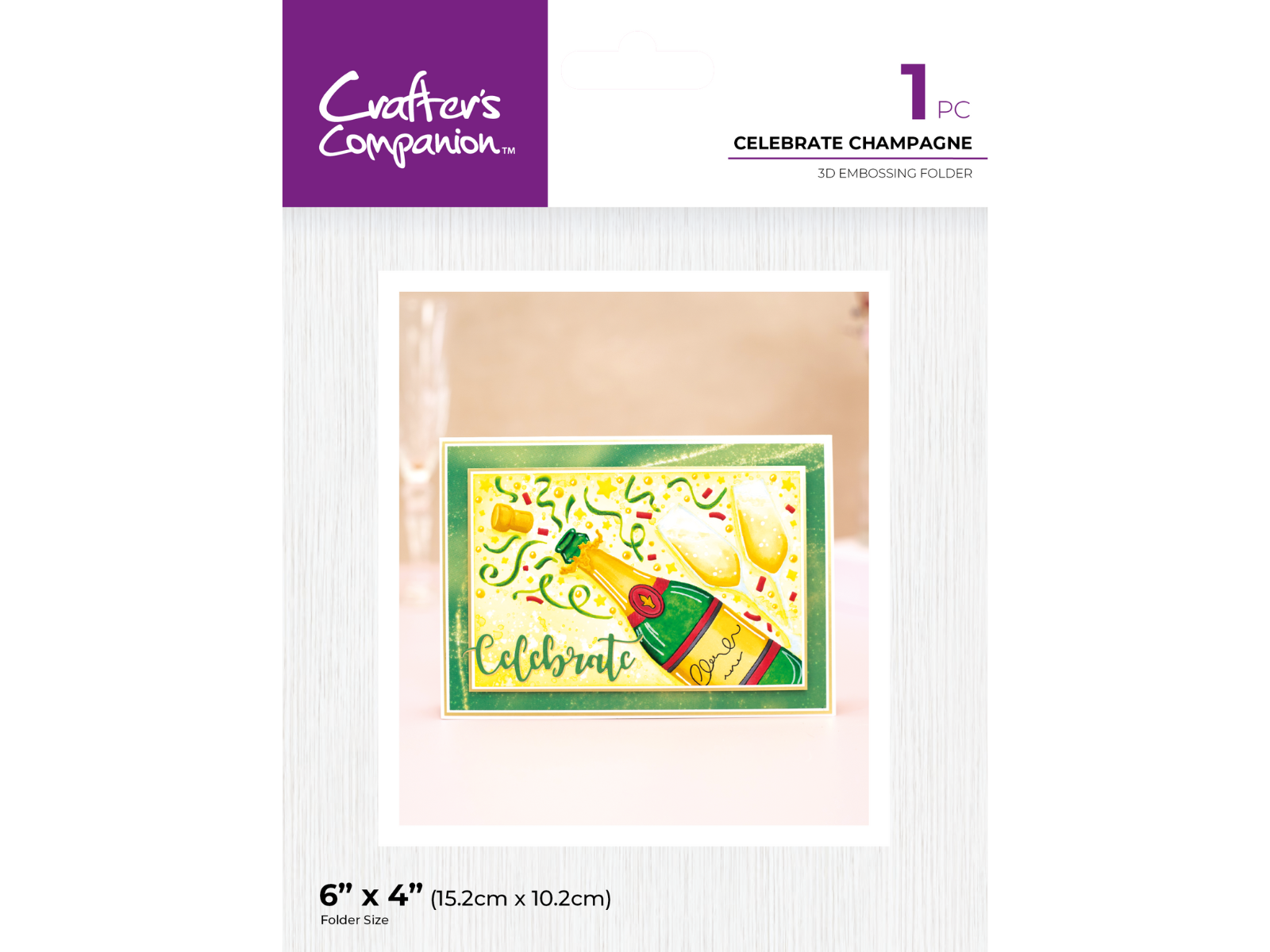 Crafter's Companion 6"x4" 3D Embossing Folder - Celebrate Champagne