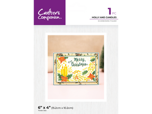 Crafter's Companion 6"x4" 3D Embossing Folder - Holly and Candles