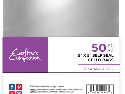 Crafter's Companion 5"x 5" Self Seal Cello Bags - 50 Pack