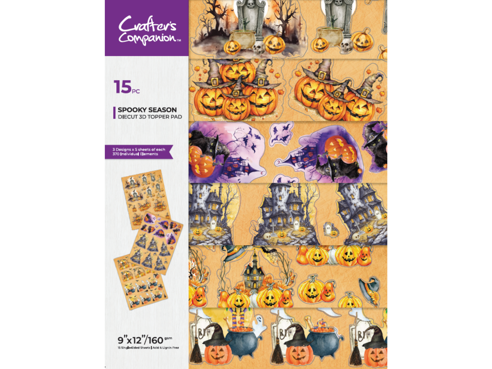 Crafters Companion - 9” x 12” 3D Topper Pad - Spooky Season