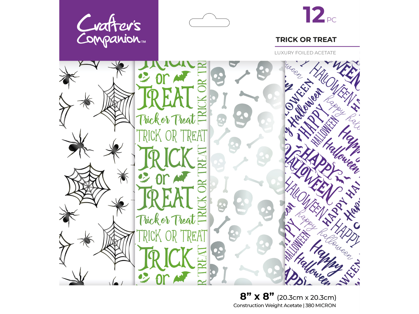 Crafters Companion  8” x 8” Luxury Foiled Acetate Pack - Trick or Treat