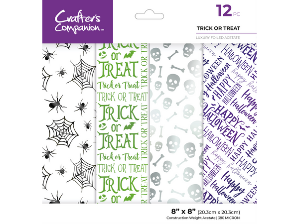 Crafters Companion  8” x 8” Luxury Foiled Acetate Pack - Trick or Treat