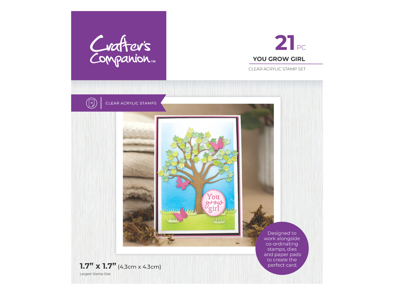 Crafter's Companion Garden Collection Clear Acrylic Stamps - You Grow Girl