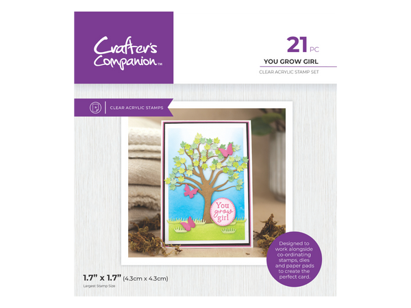 Crafter's Companion Garden Collection Clear Acrylic Stamps - You Grow Girl