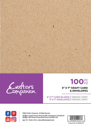 Crafter's Companion 5"x 7" Kraft Card & Envelopes - 100 Piece