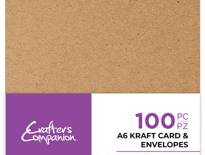 Crafter's Companion A6 Kraft Card & Envelopes - 100 Piece