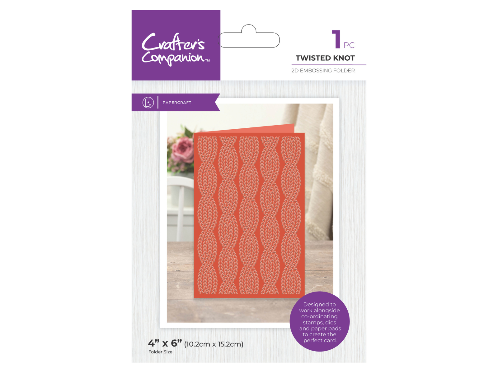 Crafter's Companion Modern Man 2D Embossing Folder 4" x 6" - Twisted Knot