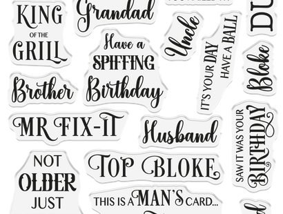 Crafter's Companion Modern Man Photopolymer Stamp Set 5" x 7" - Modern Man Sentiments