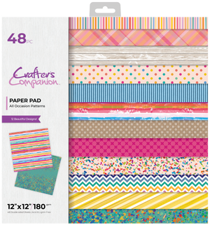 Crafter's Companion 12 x 12" Printed Paper Pad - All Occasion Patterns & Sentiments