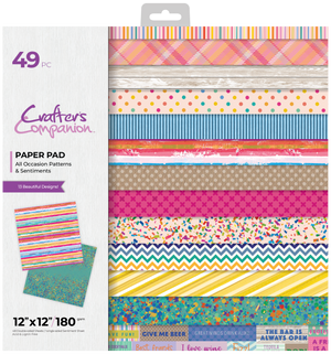 Crafter's Companion 12 x 12" Printed Paper Pad - All Occasion Patterns & Sentiments