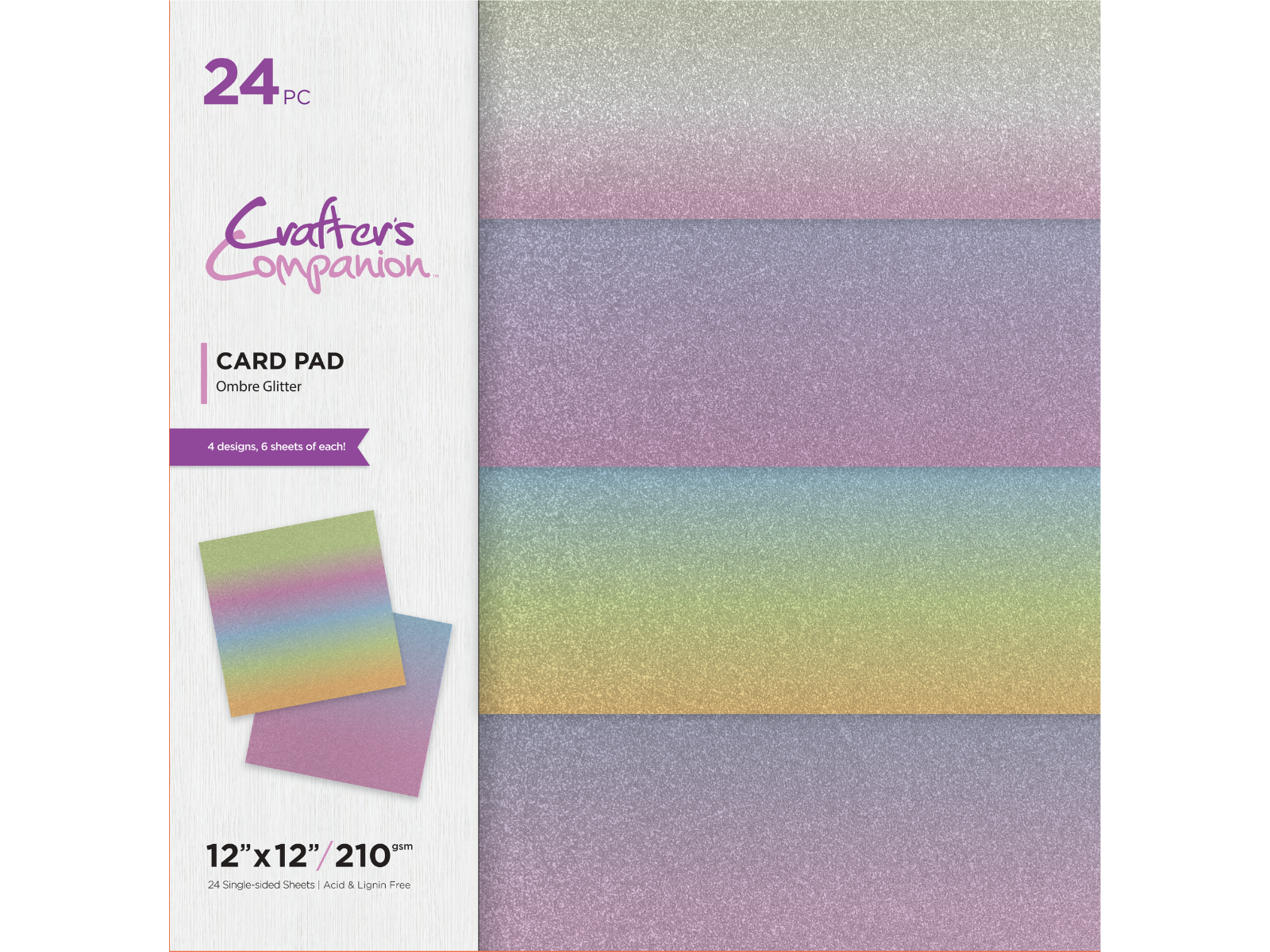 Crafter's Companion 12x12 Ombre Glitter Pad with 3 FREE Gemini Pop Out Dies