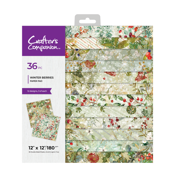 Crafter's Companion 12x12 Paper Pad Winter Frost & Winter Berries Collection