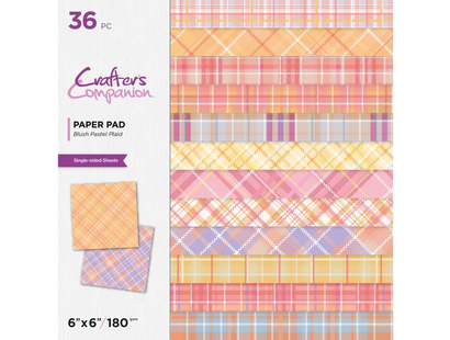 Crafters Companion 6 x 6” Paper Pad - Blush Pastel Plaid