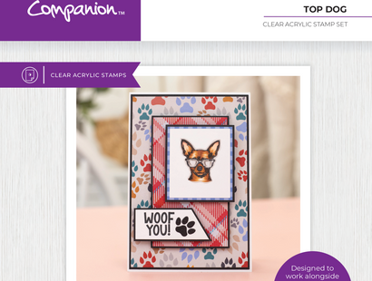 Crafter's Companion Pets Rule Clear Acrylic Stamps - Top Dog