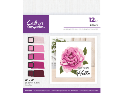 Crafters Companion - Layering Stencils Colouring Medium Set- Peony 