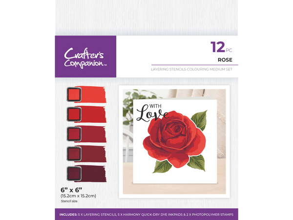 Crafters Companion - Layering Stencils Colouring Medium Set - Rose