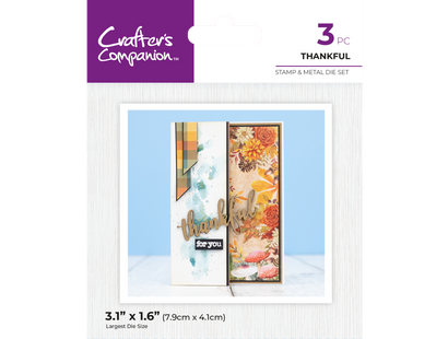 Crafters Companion Thanksgiving Collection Stamp & Die Set - Thankful