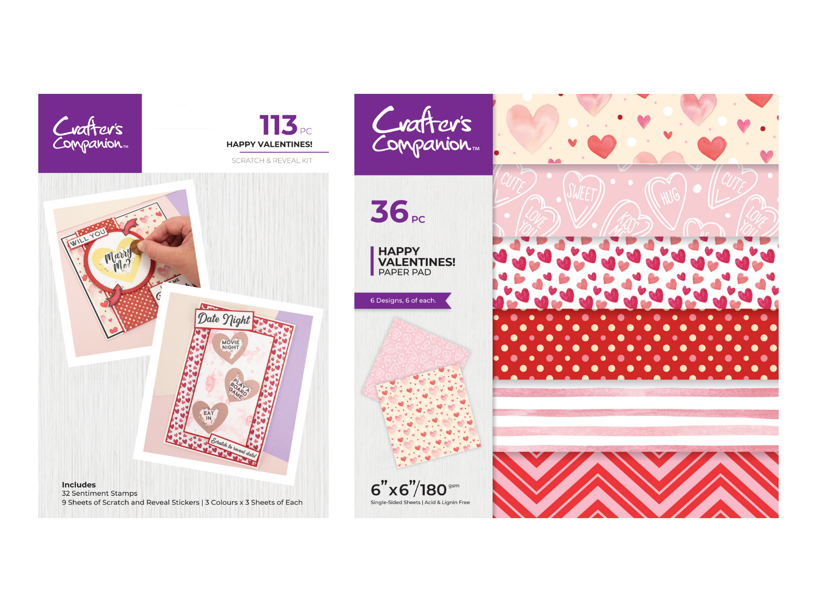 Crafter's Companion Valentines Scratch Reveal Complete Collection