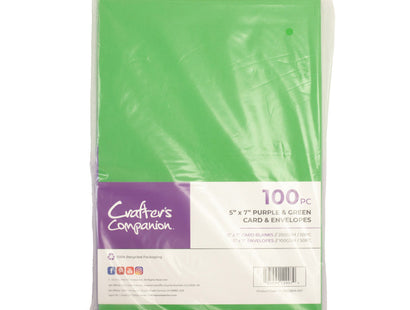 Crafter's Companion - 5"x7" Purple & Green Card & Envelopes 100pc