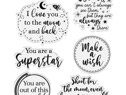 Cosmic Collection A6 Sentiment Stamps - Reach for the Stars