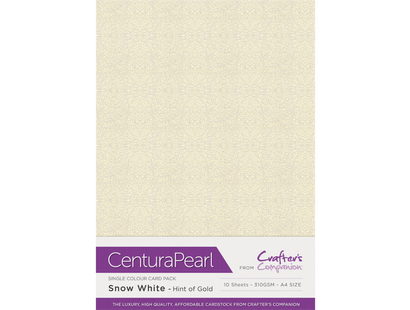 Crafter's Companion Centura Pearl Snow White Hint of Gold A4 Printable Card Pack - 10 Sheets