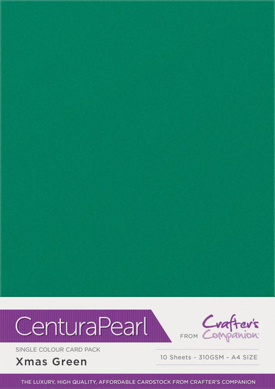 Crafter's Companion Centura Pearl Single Colour A4 10 Sheet Pack - Xmas Green