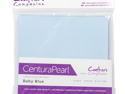 Centura Pearl Card & Envelope 8PK - 6x6 - Baby Blue