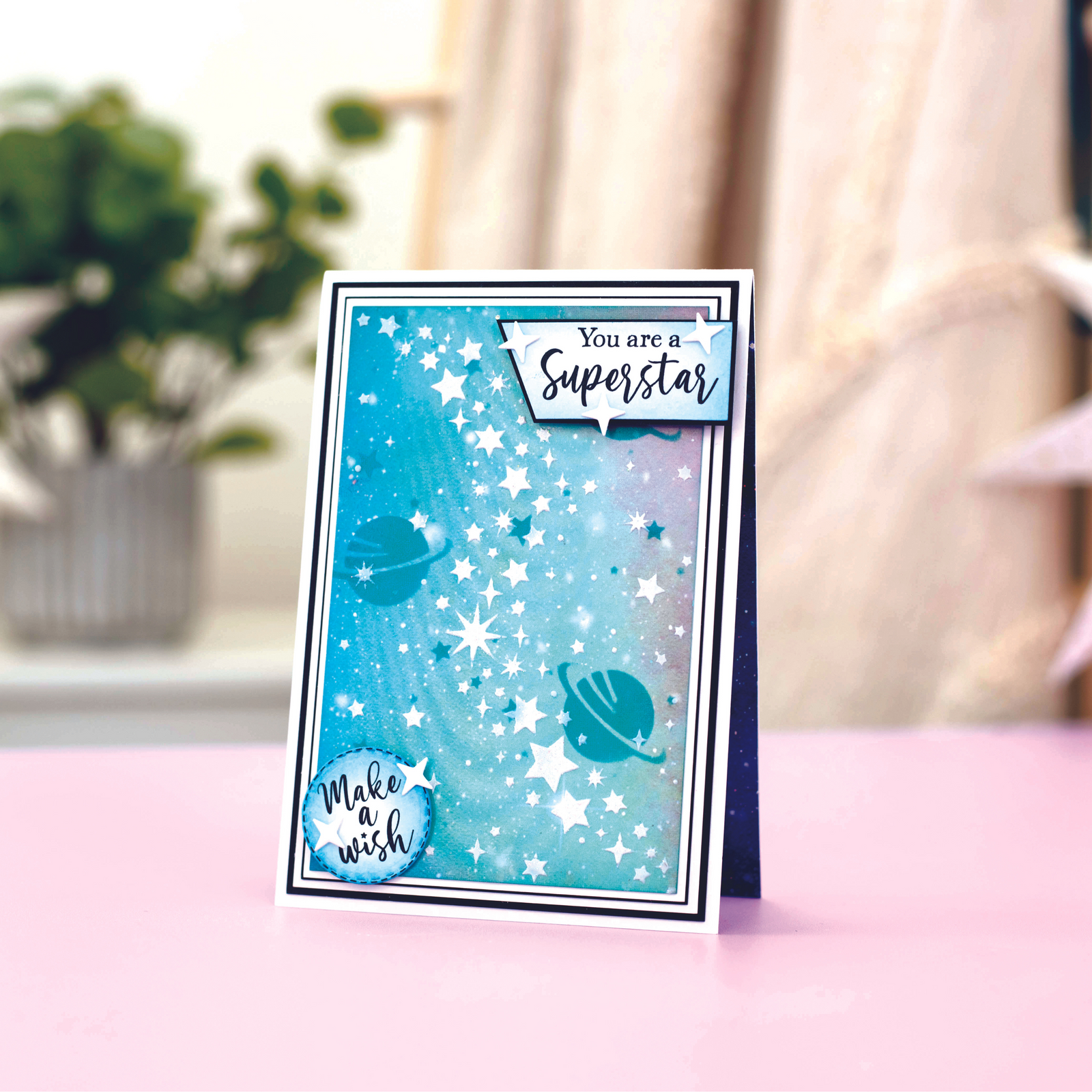 Cosmic Collection A6 Sentiment Stamps - Reach for the Stars