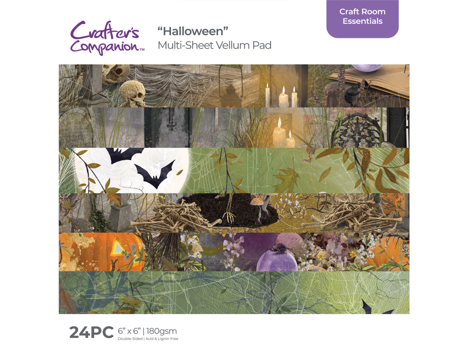 Crafter's Companion Craft Room Essentials 6” x 6” Vellum Pad - Halloween