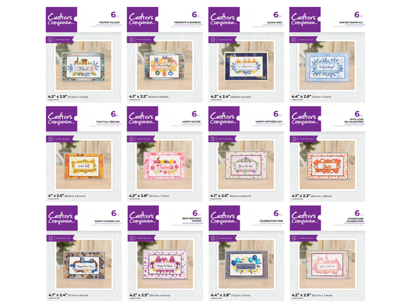 Crafter's Companion Christmas & Everyday Sentiment Frame Stamp & Dies SHOWSTOPPER Collection