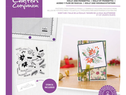 Crafter's Companion Interchangeable Stamp - 6x6 - Holly and Poinsettia