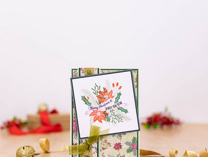 Crafter's Companion Interchangeable Stamp - 6x6 - Holly and Poinsettia