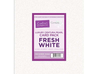 Crafter's Companion Centura Pearl Fresh White Luxury Double Sided A4 Card Pack - 40 sheets