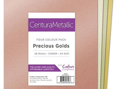 Crafter's Companion Centura Pearl Metallic A4 36 Sheet Pack - Precious Golds