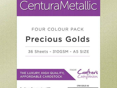 Crafter's Companion Centura Pearl Metallic Card Pack - Precious Golds (A5)