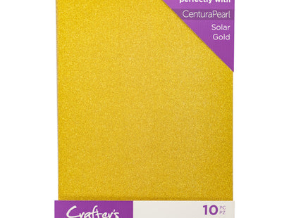 Crafter's Companion Glitter Card 10 Sheet Pack - Solar Gold