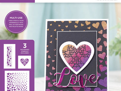 Crafters Companion Stencil Set - Love Hearts