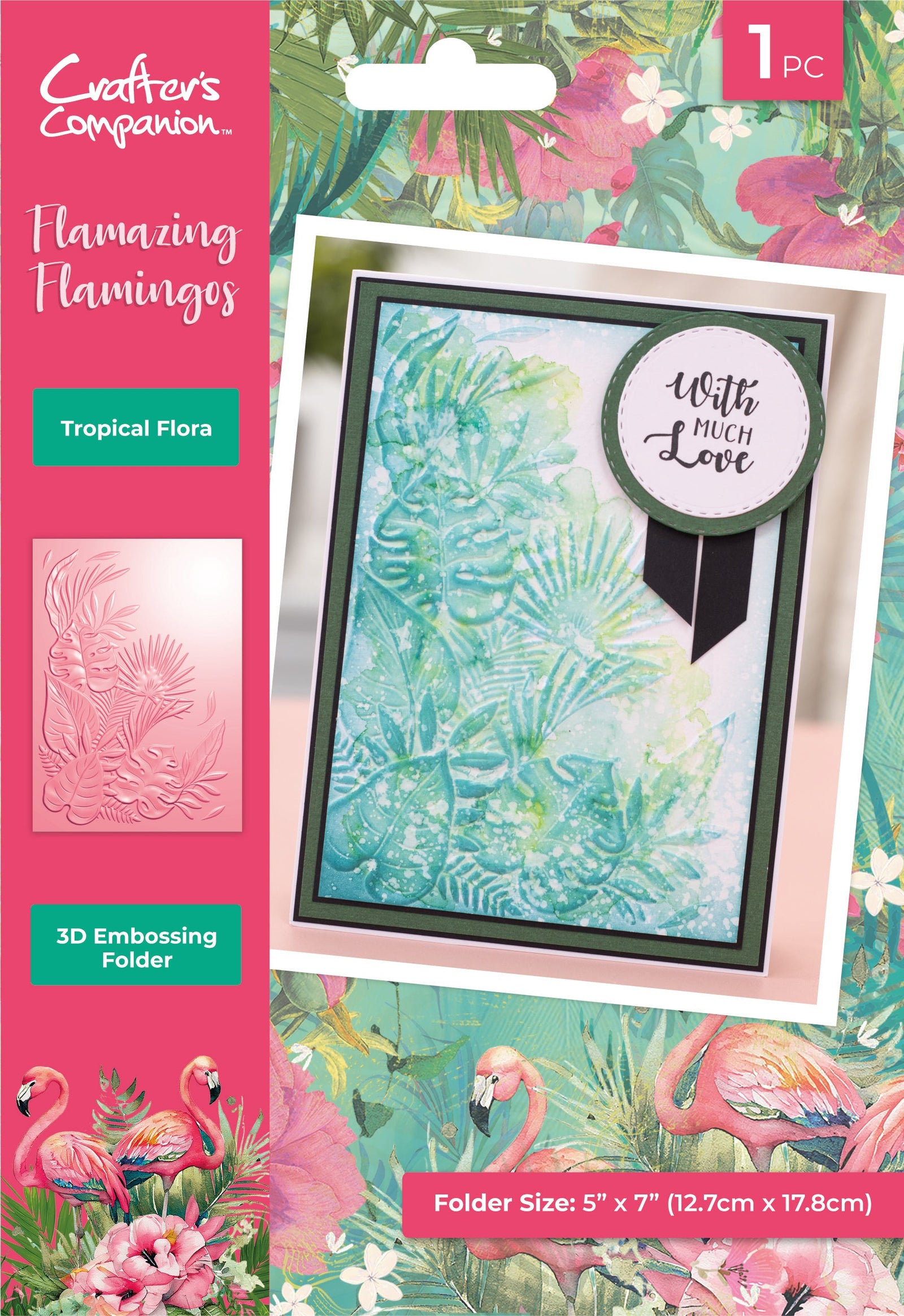 Flamazing Flamingos 3D Embossing Folder 5" x 7" - Tropical Flora