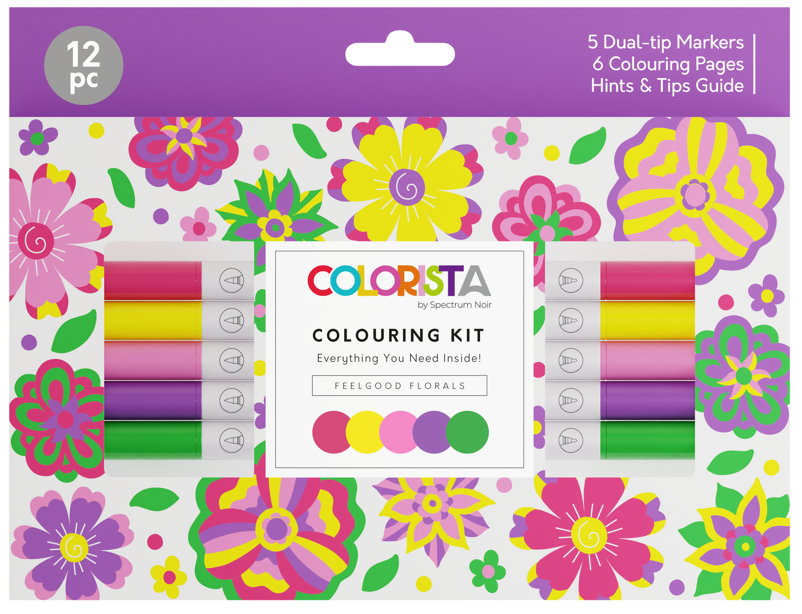 Feelgood Florals Colouring Kit with Pens and Pages - Colorista